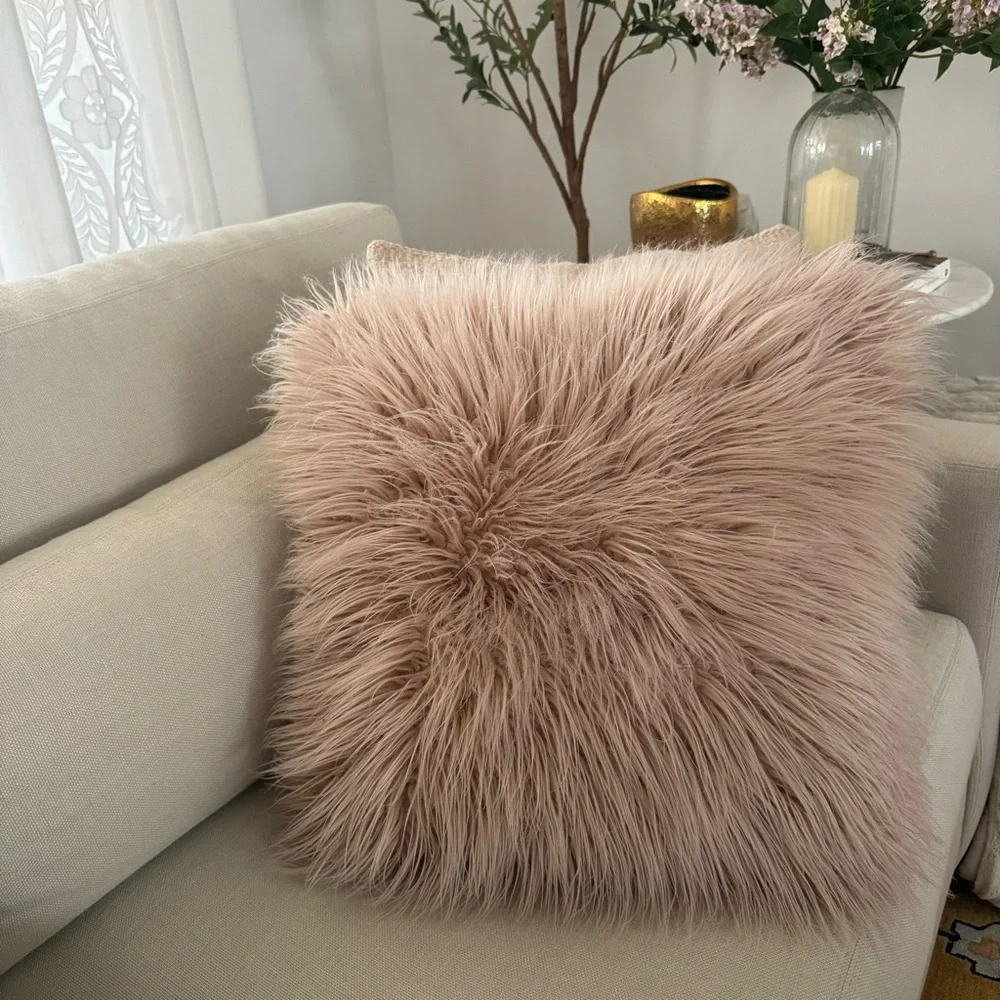 Oversize Faux Fur Square Throw Pillow